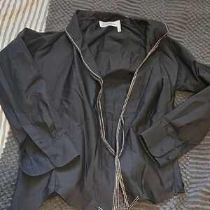 Authentic Saint Laurent Black Blouse With White Trim Size S - Made In‎ France